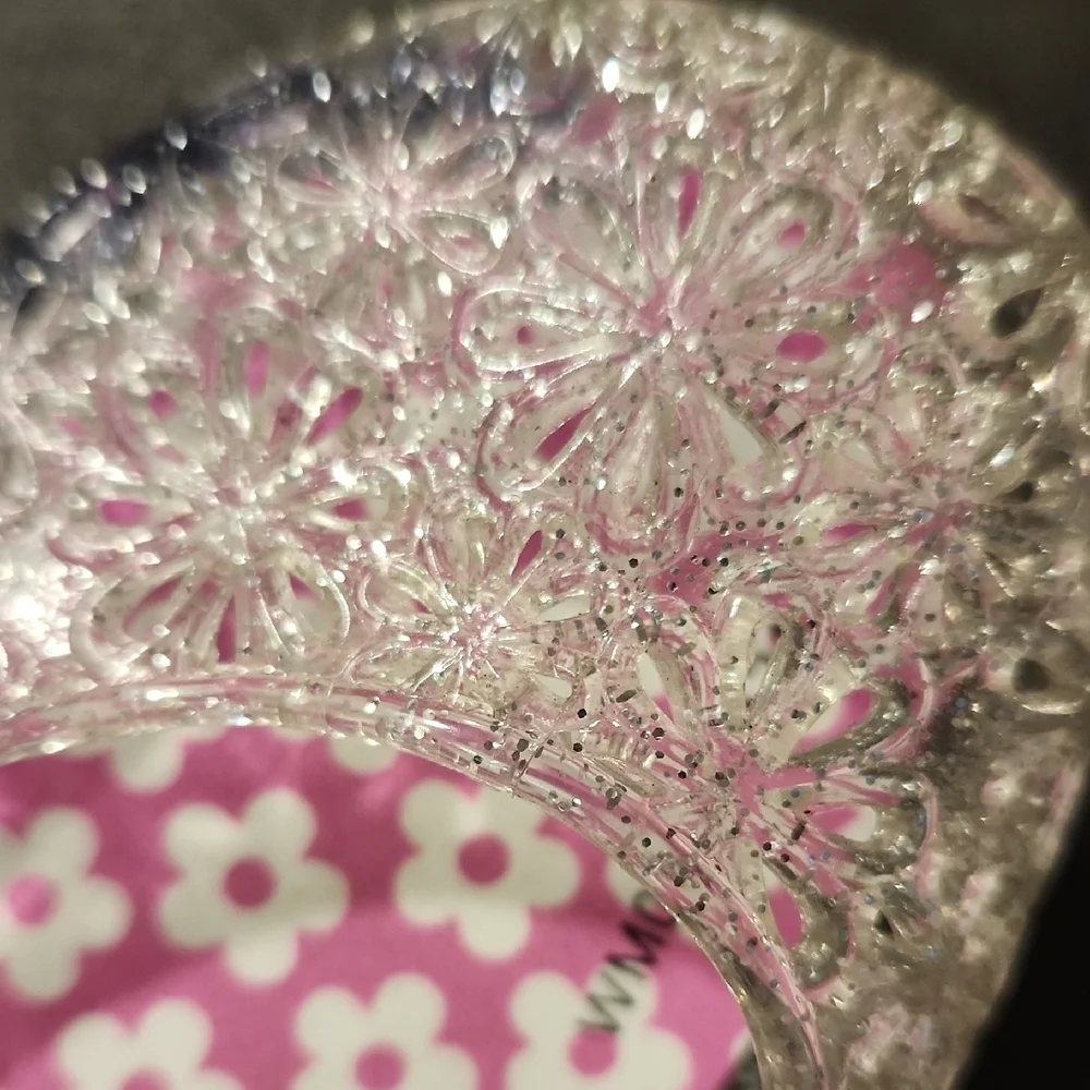 White and Pink Glitter Sandals with Textured Soles